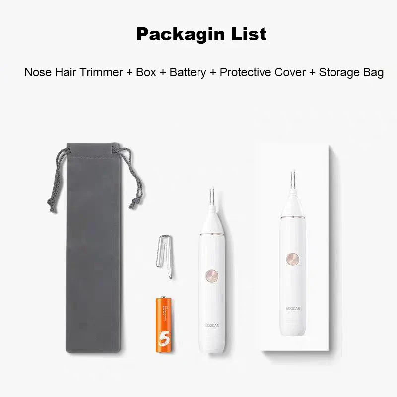 Electric Nose, Ear & Eyebrow Hair Trimmer for Men — Waterproof Battery-Operated Painless Groomer