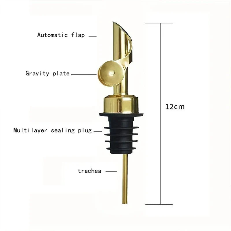 304 Stainless Steel Oil & Vinegar Pourer Spout — Auto-Open Bottle Stopper for Olive Oil, Wine & Liquor