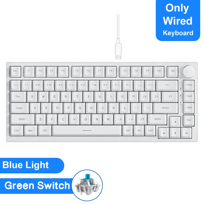 75% Hot-Swappable Mechanical Keyboard — Bluetooth 5.1, 2.4G Wireless & Wired USB-C, PBT Keycaps, RGB, Gasket Mount, Metal Volume Knob