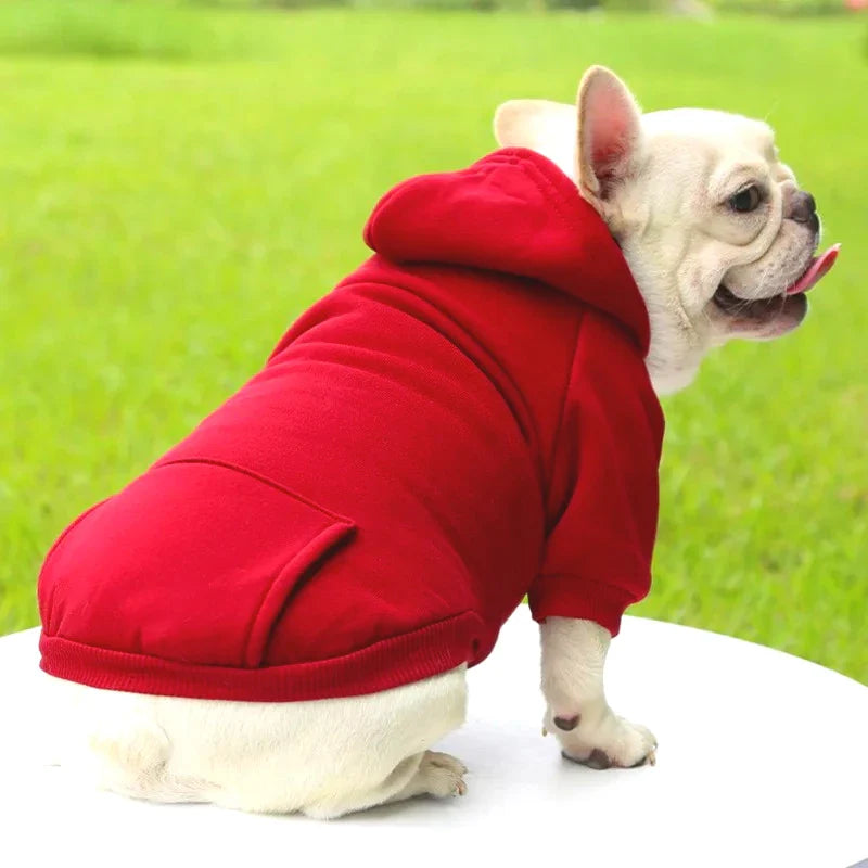 Winter Hoodie Pet Coat for Dogs & Cats, Soft Polyester Puppy Jacket with Hood and Pocket, Fits Small to Large Breeds (Chihuahua, French Bulldog)