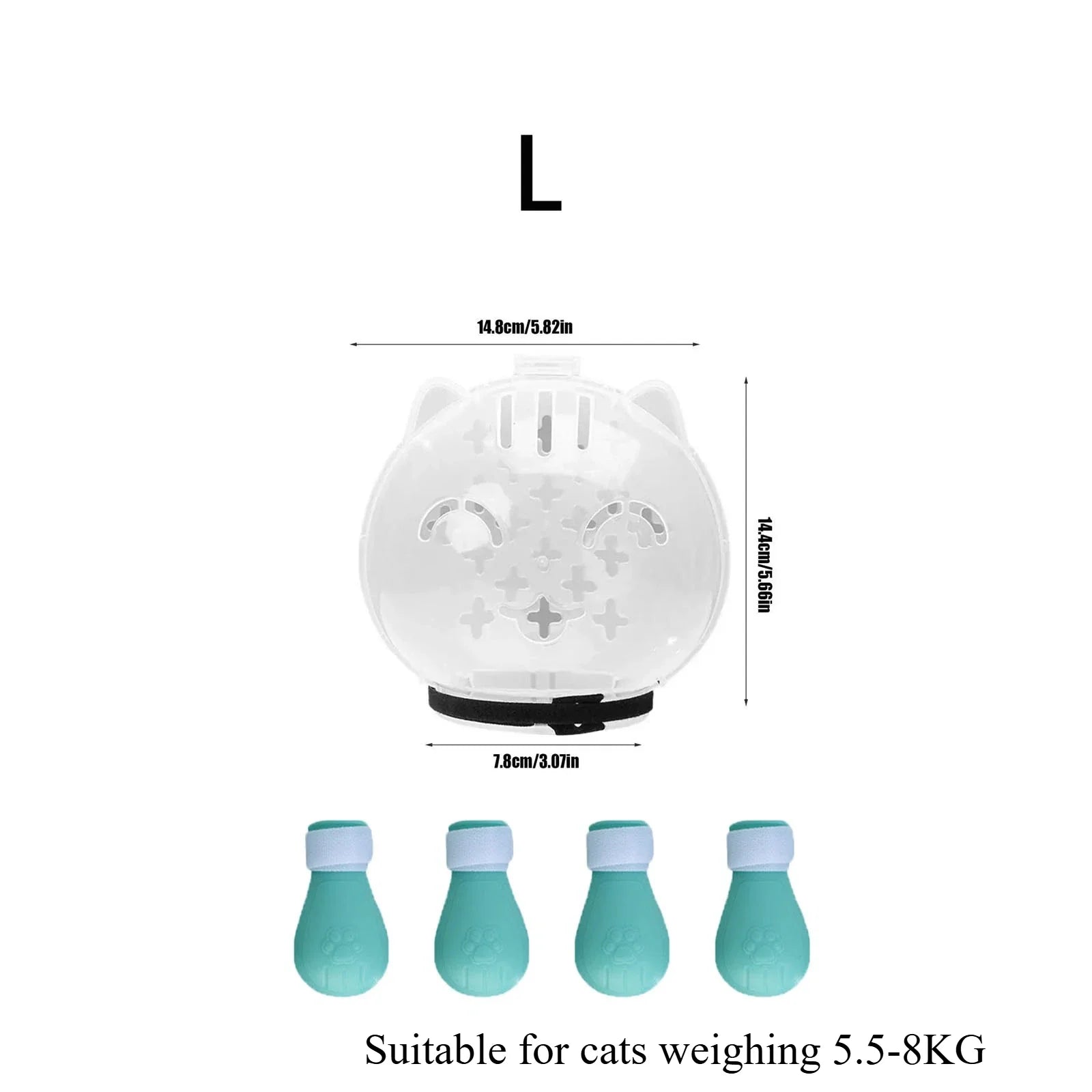 Cat Muzzle & Silicone Paw Boots Set – Breathable Anti-Bite Anti-Lick Grooming Hood for Cats (M / L)