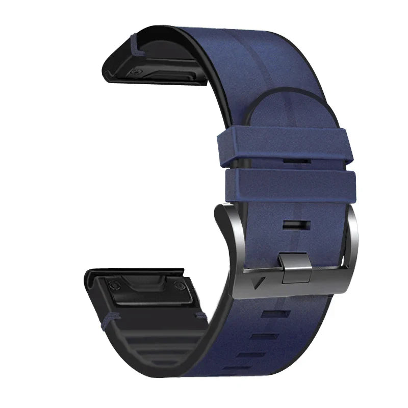 26mm 22mm Strap Bracelet For Garmin Fenix 7 7X 6 6X Pro 5X Plus 3HR 945 955 Tactix Bravo Delta Mk2i Leather Silicone Watch Band