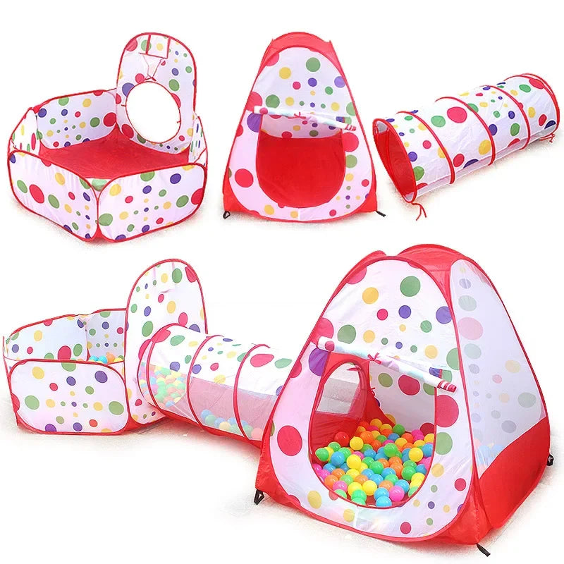 3-in-1 Kids Play Tent & Ball Pit with Crawl Tunnel — Portable Foldable Playpen for Ages 3–6