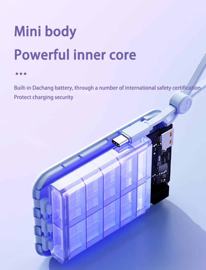 4-in-1 50000mAh Portable Power Bank with Built-in Cables & LED Digital Display — Universal Charger for Smartphones & Tablets