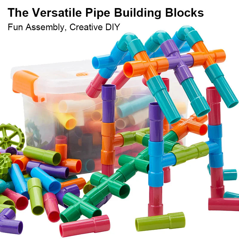 Marble Run Pipeline Building Block Toy for Kids Water Pipe Splicing Puzzle STEM Brain Development