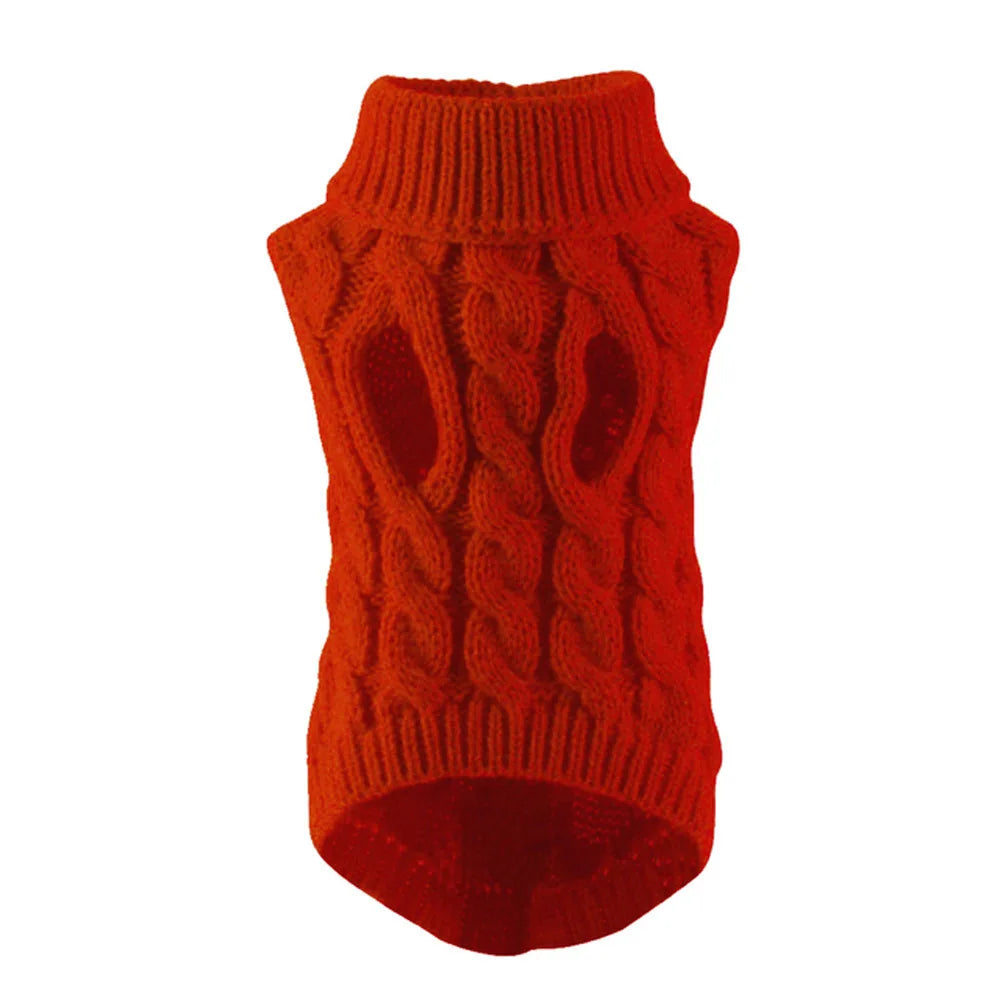 Knitted Cable Dog Sweater - Warm Autumn/Winter Pullover for Small Dogs