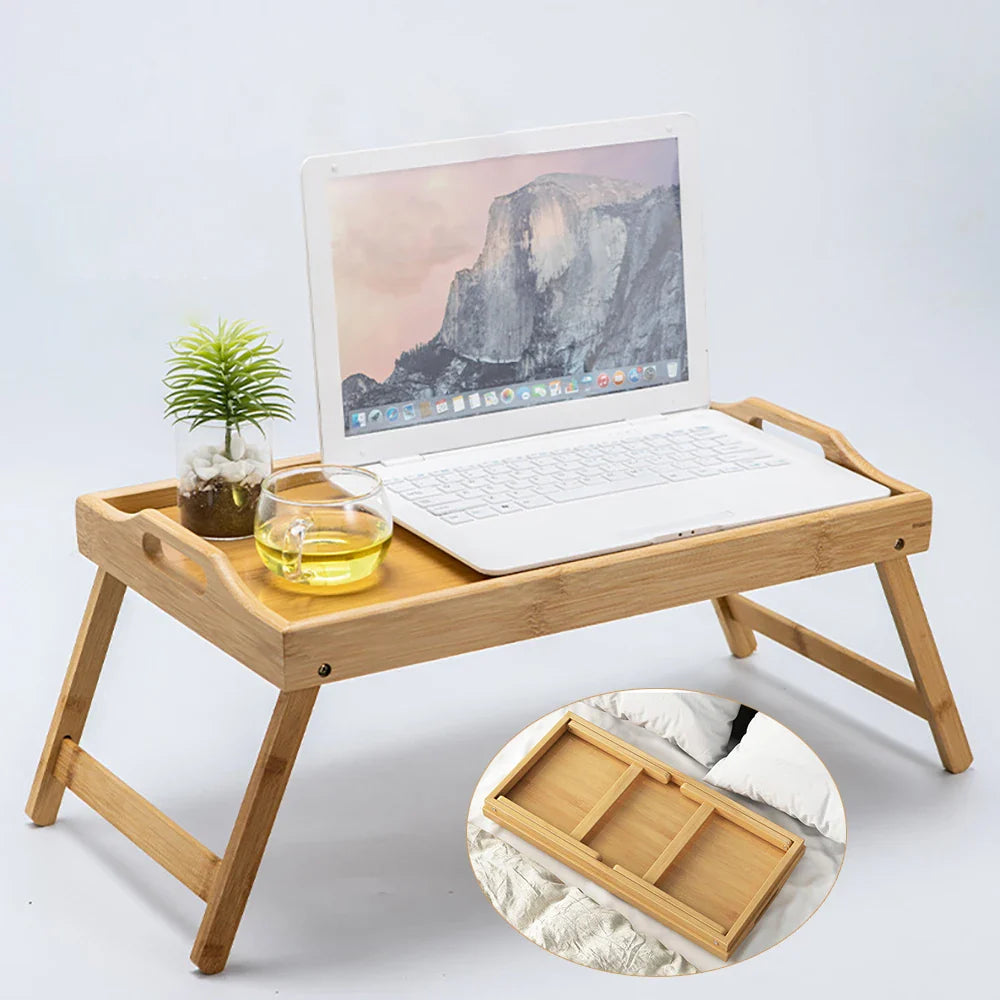 Bamboo Lap Desk with Folding Legs – Portable Bed Tray & Laptop Stand 50 x 30 cm (19.7 x 11.8 in)