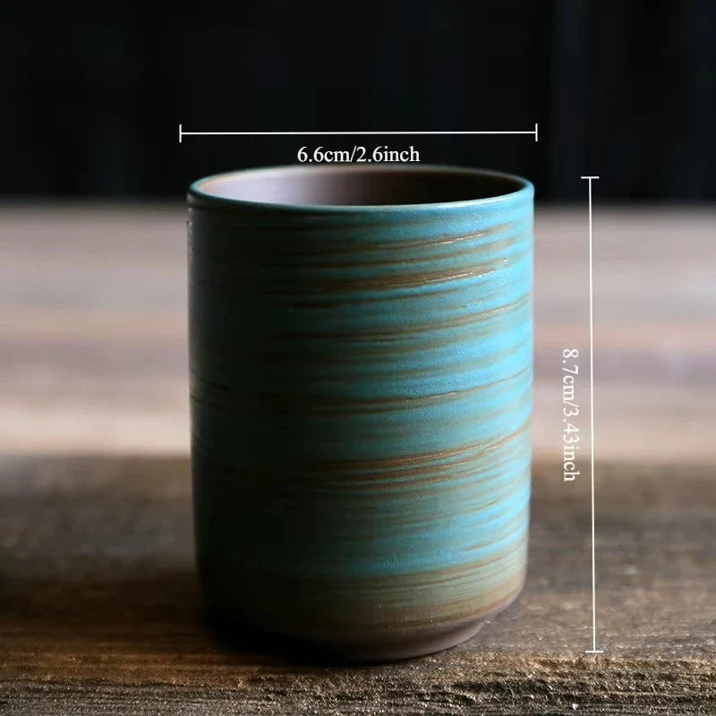Hand-Painted Crackle Glaze Stoneware Mug, Vintage Ceramic Coffee & Tea Cup, Dishwasher Safe Gift