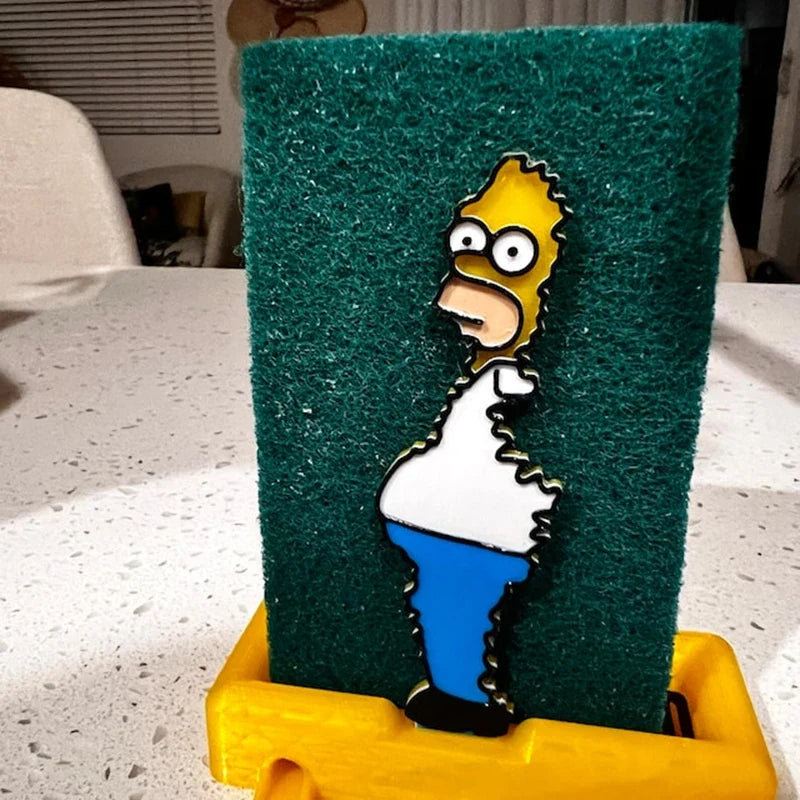 Auto-Draining Cartoon Sponge Holder - Funny Sink Sponge Caddy Drain Rack