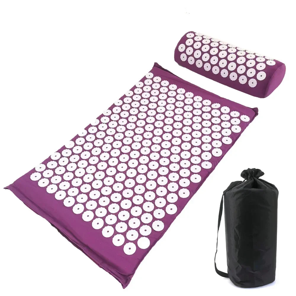 Acupressure Spike Mat & Pillow Set – 26 x 16 x 0.8 in (66 x 40 x 2 cm) Back & Neck Pain Relief Massage