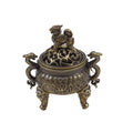 Vintage Alloy Incense Burner Three-Legged Hollow-Out Mini Sandalwood Censer Incense Stick Holder (2.36 in / 6.0 cm)