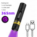 365nm Mini UV LED Blacklight Flashlight USB Rechargeable 3W – Portable UV Lamp for Nail Curing, Pet Stain & Scorpion Detection