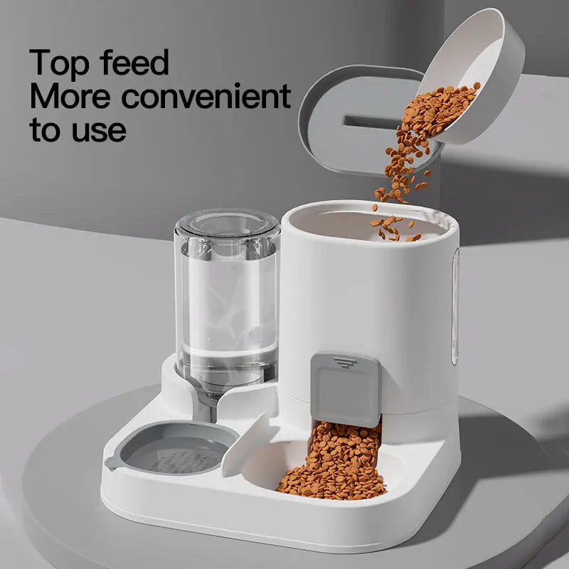 1-Pack Automatic Gravity-Fed Cat Water Dispenser & Feeder - Spill-Proof Large Capacity One-Piece Design