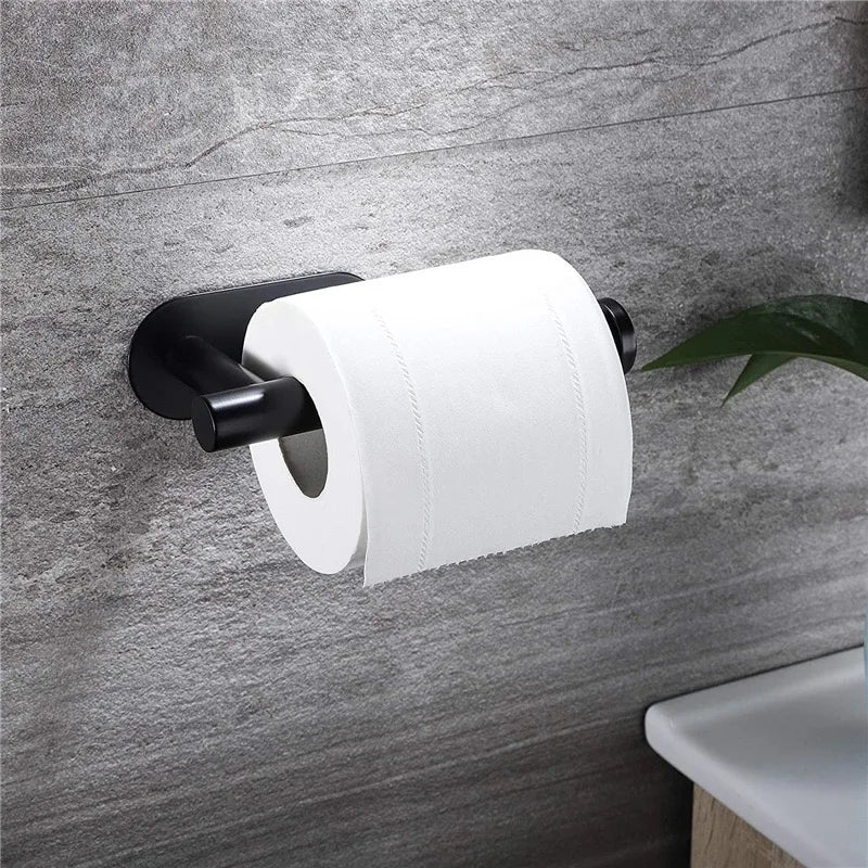 Adhesive Paper Towel & Toilet Roll Holder - Wall-Mount Tissue Dispenser for Kitchen and Bathroom Cabinet Storage