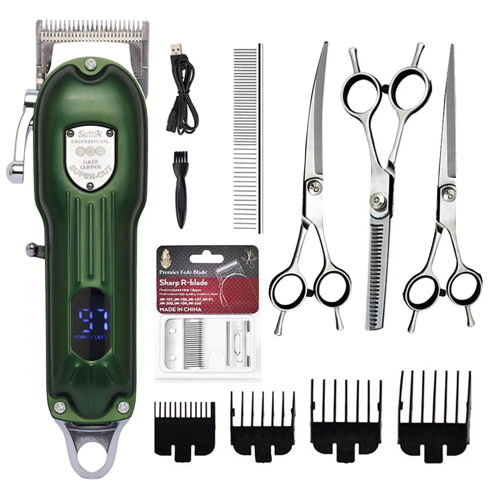 Professional Rechargeable Pet Hair Clipper - All-Metal Dog & Cat Grooming Trimmer, Quiet Cordless
