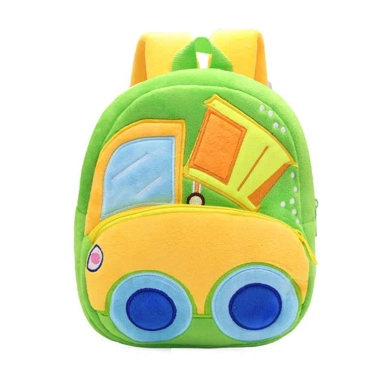 Excavator Plush Toddler Backpack for Ages 1-3, Cartoon Engineering Kids School Bag