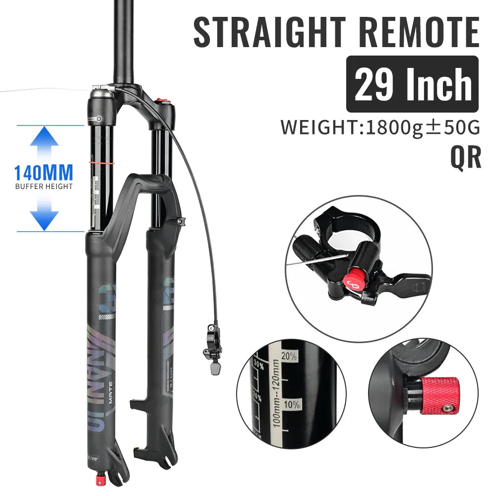 Air Suspension MTB Fork Rebound and Lockout Adjustment 26 / 27.5 / 29-Inch Straight or Tapered, 120mm (4.7in) & 140mm (5.5in) Travel