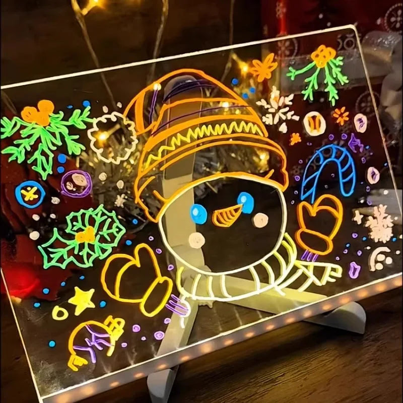 LED Acrylic Message Board — Erasable USB Night Light Drawing Board for Kids, DIY Birthday Gifts & Bar Signs (6.1×6.1 / 8.1×8.1 / 12×8.1 in)