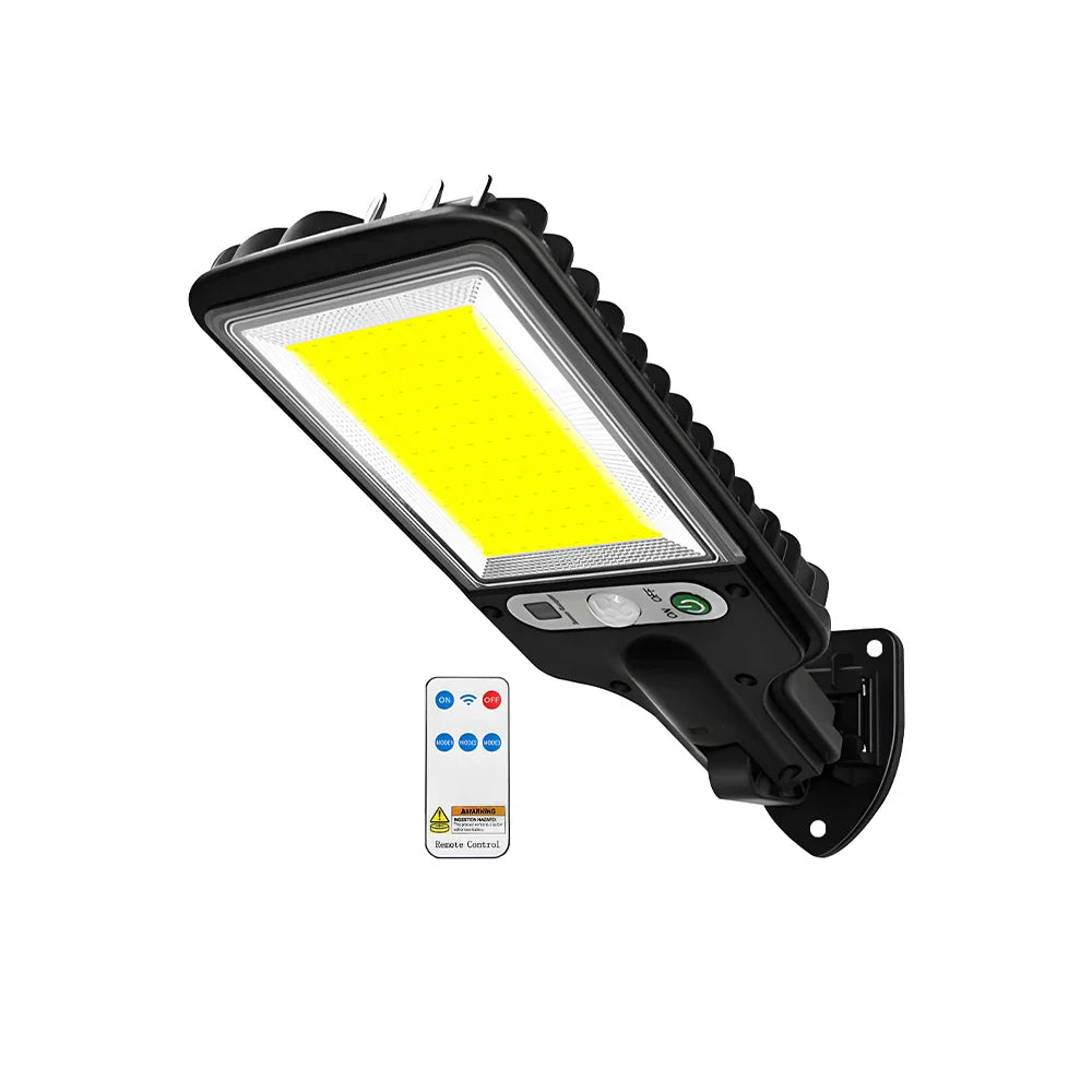 LED COB Solar Motion Sensor Wall Light – 3 Modes, Remote Control, IP65 Waterproof, 1500LM 1200mAh