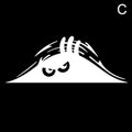 Peeping Eye Car Door Sticker Reflective Carbon Fiber Look Decal 190 x 77mm (7.48 x 3.03 in) Red Eyes