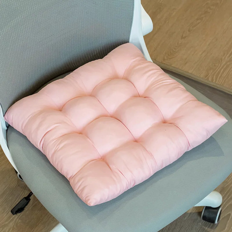 Tie-On Rectangle Dining Chair Seat Cushion - Thick Polyester Cotton Pad for Dining, Floor & Meditation