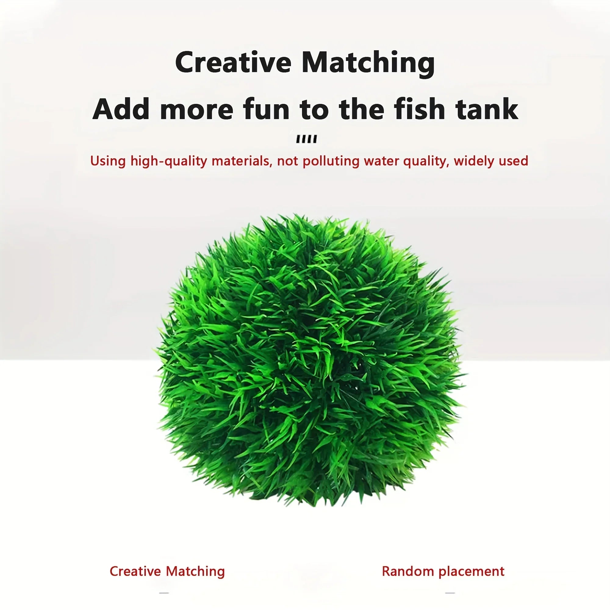 Faux Aquarium Grass Ball – Fade-Resistant Artificial Water Plant for Fish Tank Decor