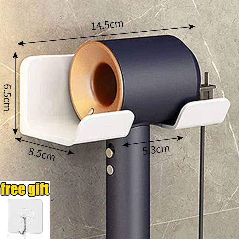 Wall-Mounted Hair Dryer Holder Cradle - Blow Dryer Organizer for Bathroom (White/Black/Grey)