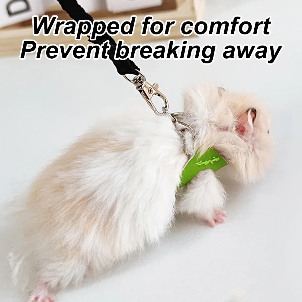 4-Pack Escape-Proof Adjustable Small Animal Harness & Leash Set — Hamsters, Sugar Gliders, Squirrels