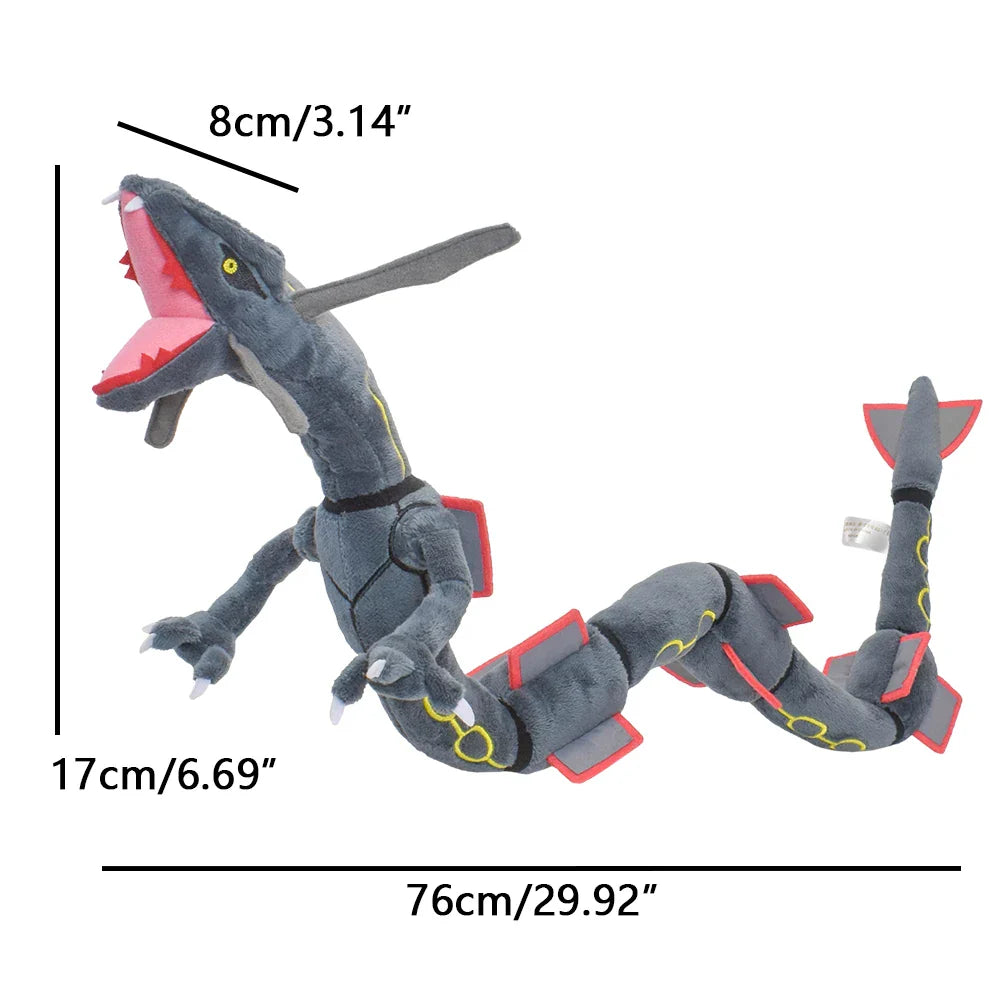 Shiny Rayquaza Plush Toy 12 in (30 cm) Black — Soft Stuffed Collectible Plushie