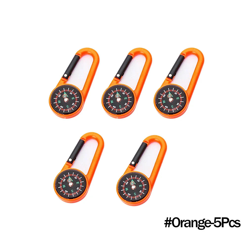 Mini Compass Carabiner Keychain — Camping & Hiking Backpack Buckle Survival Tool