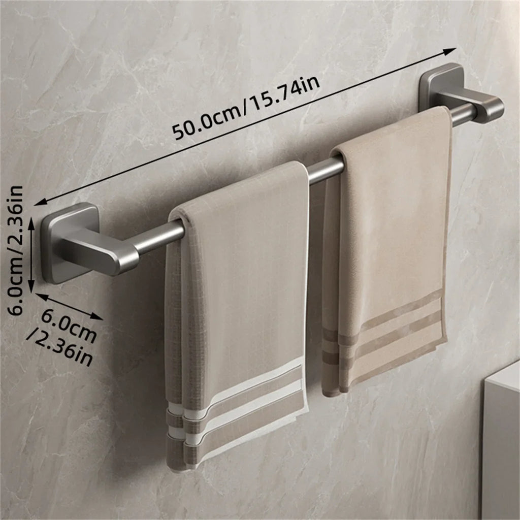 Self-Adhesive Double Towel Bar No-Drill Bathroom Towel Rack White/Gray