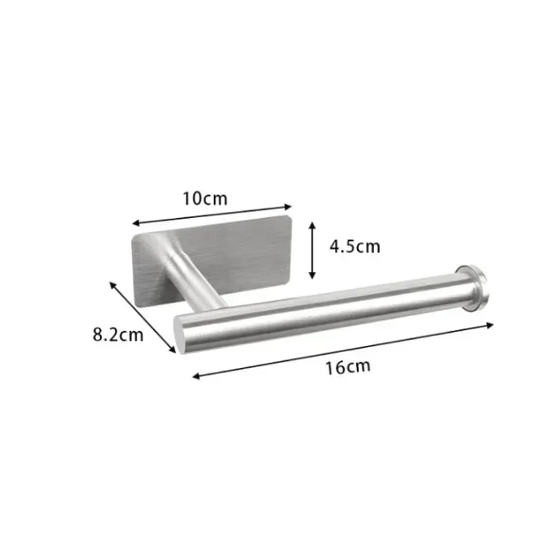 Self-Adhesive Stainless Steel Toilet Paper Holder Matte Black – No-Drill Wall Mount