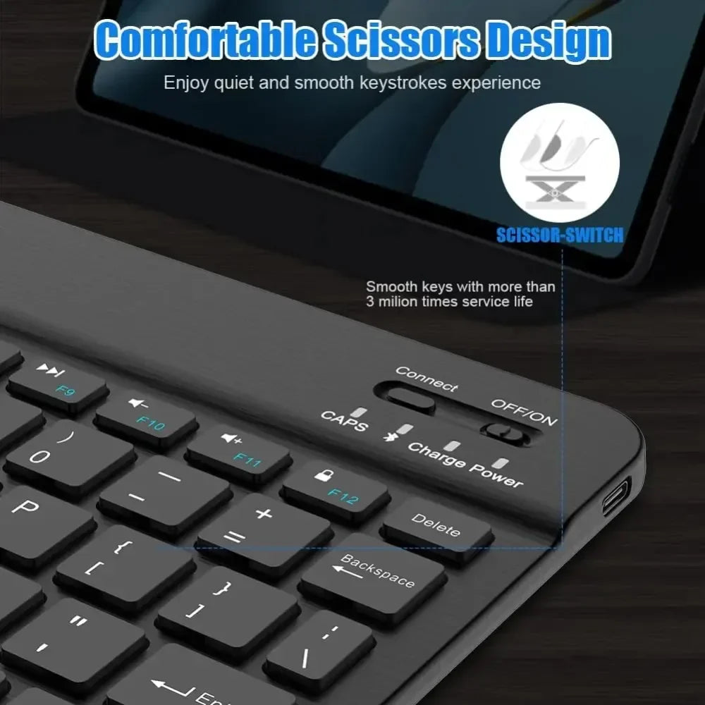 Bluetooth Compact 59-Key Wireless Keyboard for iPad Air/Pro/Mini & Tablets – Rechargeable, Micro USB, 7–13 Inch (17.8–33 cm) Compatible