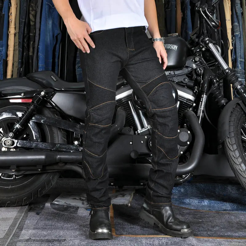 Men's Motorcycle Riding Jeans – Removable CE Knee & Hip Armor, All-Season Protective Racing Pants