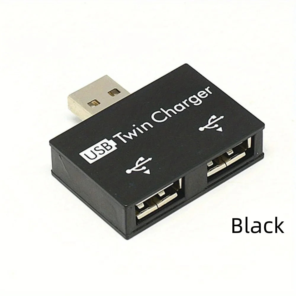 USB 2.0 1-to-2 USB-A Splitter Adapter - 2-Port USB Hub for Charging & Data Transfer