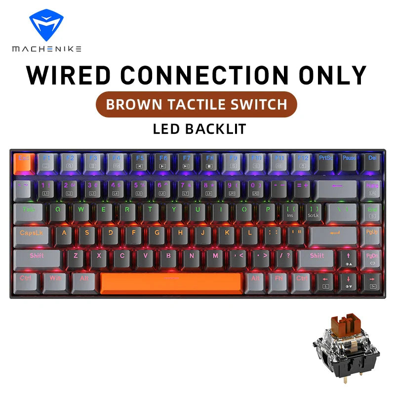 75% TKL 84-Key Hot-Swappable Mechanical Gaming Keyboard — Wired USB-C, Doubleshot PBT Keycaps, 6-Color Backlight