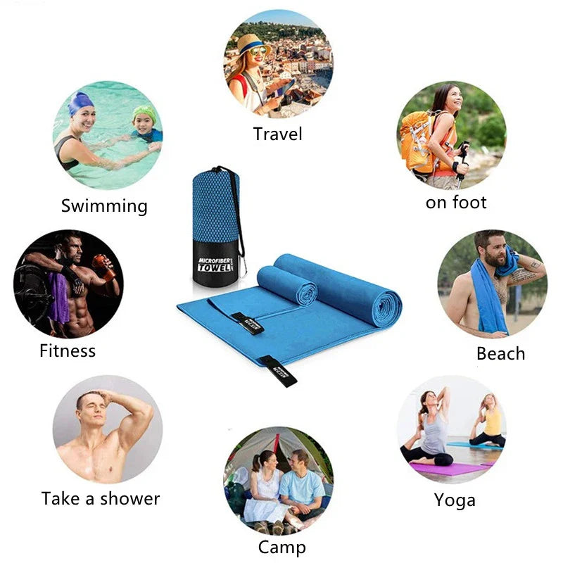 Microfiber Quick-Dry Large Beach & Sports Towel for Travel, Gym, Yoga, Swimming