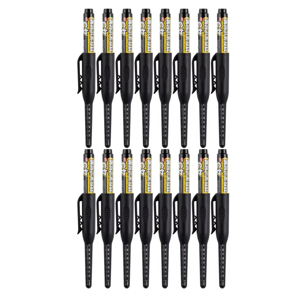 Waterproof Carpenter & Tile Marker Pen 45mm Long Nib — Deep-Hole Woodworking Marker, Black Blue Red (1–6 Pack)