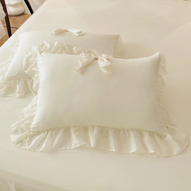 3-Piece Solid Twill Polyester Duvet Cover Set with 2 Pillowcases — Multiple Sizes (135x200 to 260x240 cm / 53x79 to 102x94 in) — White, Yellow, Pink, Purple