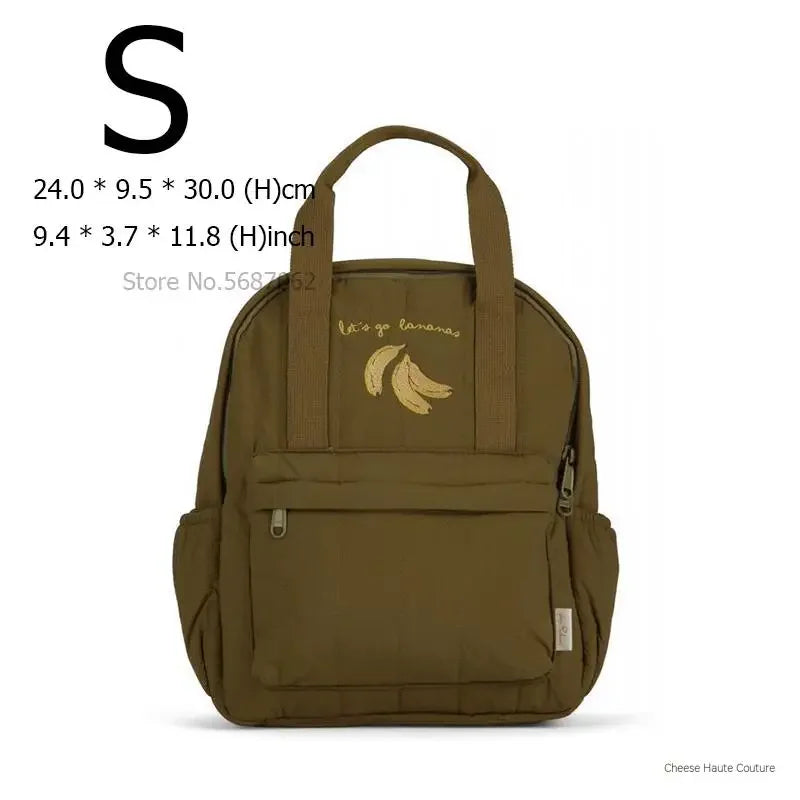 Kids Cotton Backpack (S/L) – Kindergarten & Travel Schoolbag for Toddlers, Children and Moms, Waterproof Geometric Cherry Lemon