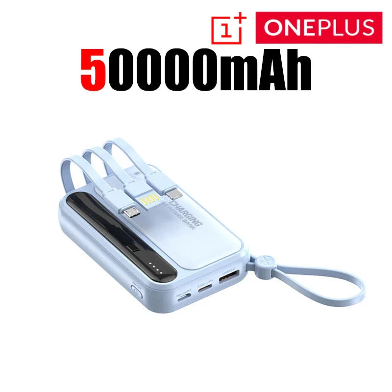 Mini Magnetic 10,000mAh Power Bank, Fast Charging Portable Charger with Built-In Cables, LED Display & Lanyard