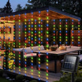 Solar-Powered Outdoor Waterproof Curtain String Lights - 300 LED Fairy Garland 9.8 x 9.8 ft (3 x 3 m) Warm White