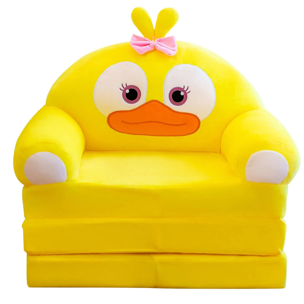 Plush Foldable Kids 2-in-1 Sofa Bed – Cartoon Flip-Open Armchair & Nap Lounger
