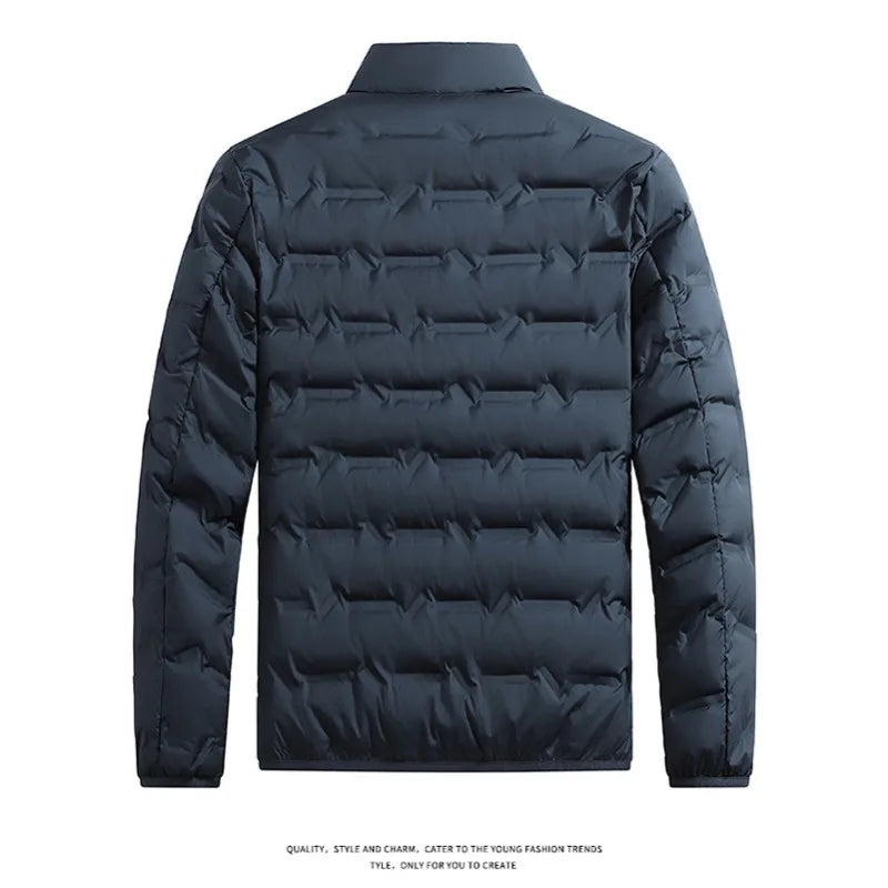 Men's Winter Down Jacket Warm Windproof Hiking Coat Thickened Casual Stand Collar Outerwear