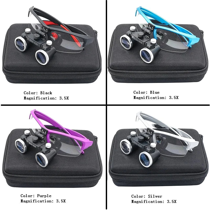 Dental Binocular Loupes 2.5X/3.5X Ultra-Lightweight Optical Magnifying Glasses - 320-420 mm (12.6-16.5 in) Working Distance