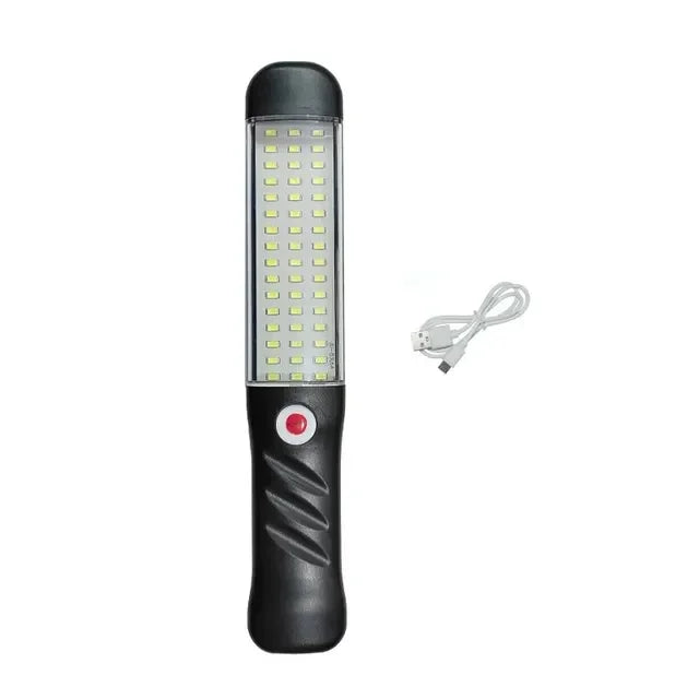 USB Rechargeable Magnetic LED Work Light - 30 cm (11.8 in) Portable Auto Repair Flashlight with Swivel Hook & Dual Magnets for Car Repair, Camping, Fishing, Emergencies
