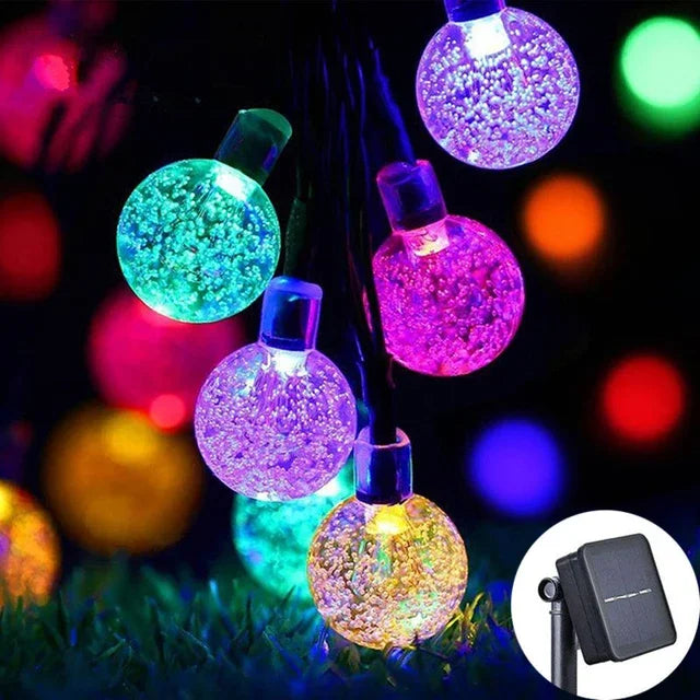 Solar Crystal Globe LED String Lights - IP65 Waterproof Solar Fairy Lights, 20/50/100 LED 5m/10m (16.4ft/32.8ft) for Garden, Patio & Party Decor