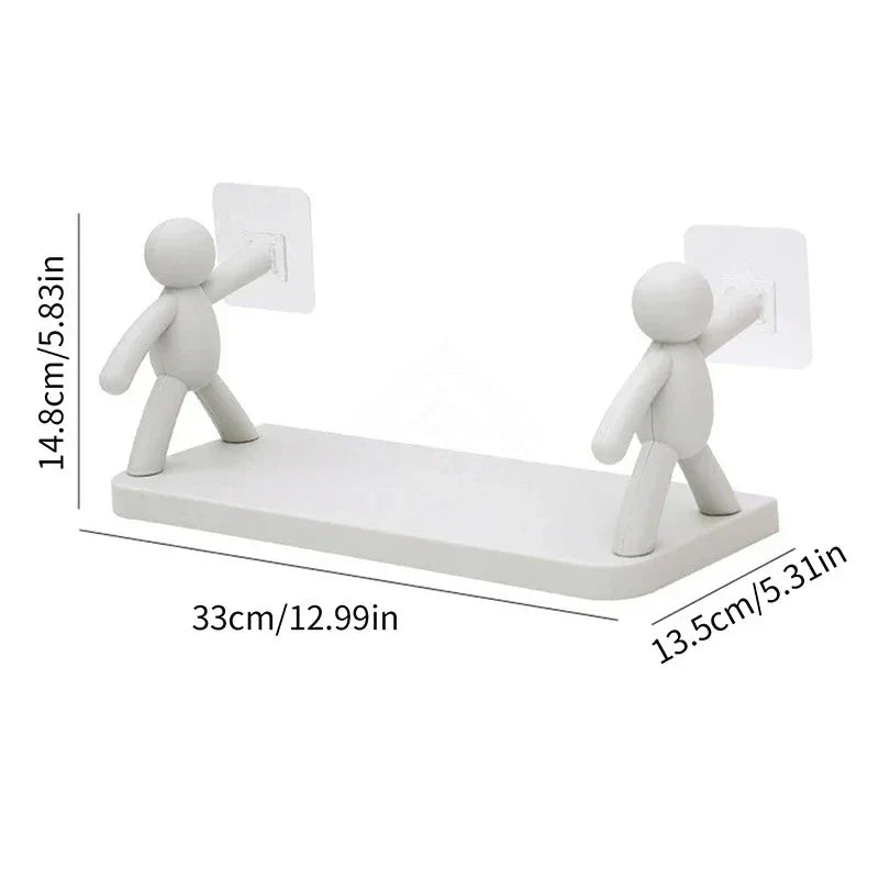 Self-Adhesive Shower Shelf – Wall-Mounted Bathroom Shampoo & Towel Storage Rack, PP Organizer