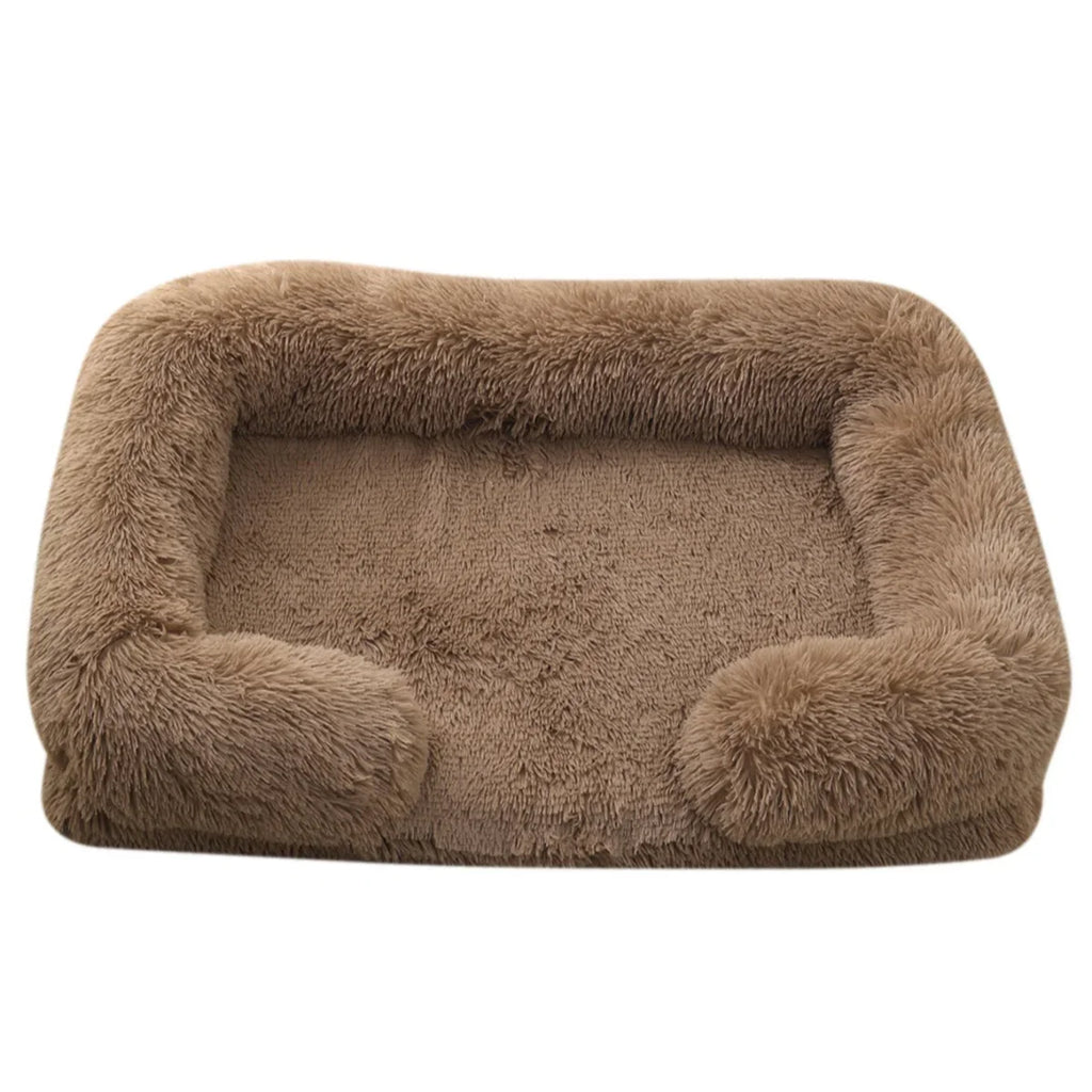 Square Plush Dog Bed with Memory Foam – Thickened Winter Pet Sofa Bed with Removable Cover (S/M/L/XL)