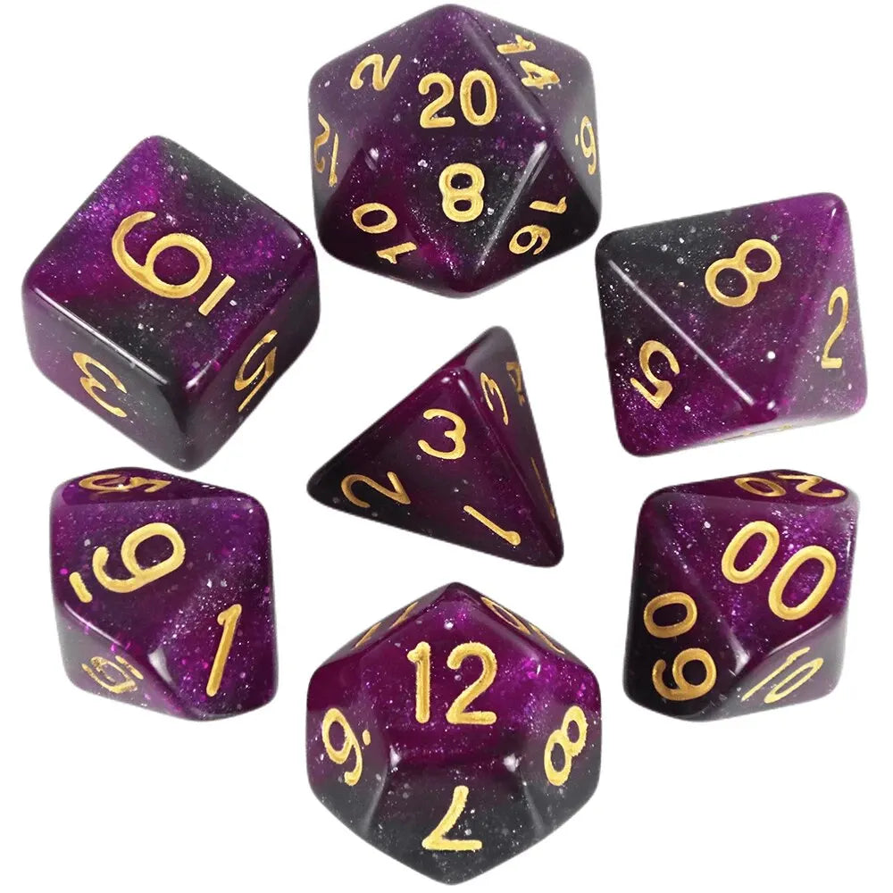 7-Piece Galaxy Polyhedral Dice Set for DnD & RPGs – Colorful Universe Effect (D4-D20)